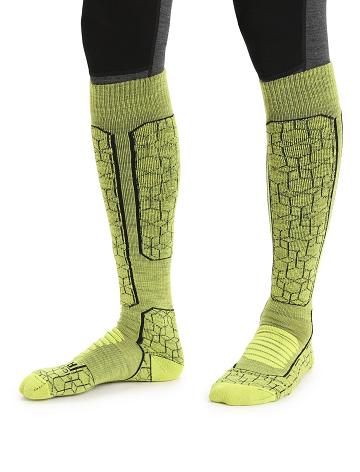 Shine / Black Men's Icebreaker Merino Ski+ Medium Over the Calf Alpine Geo Socks | USA 1004MQZA